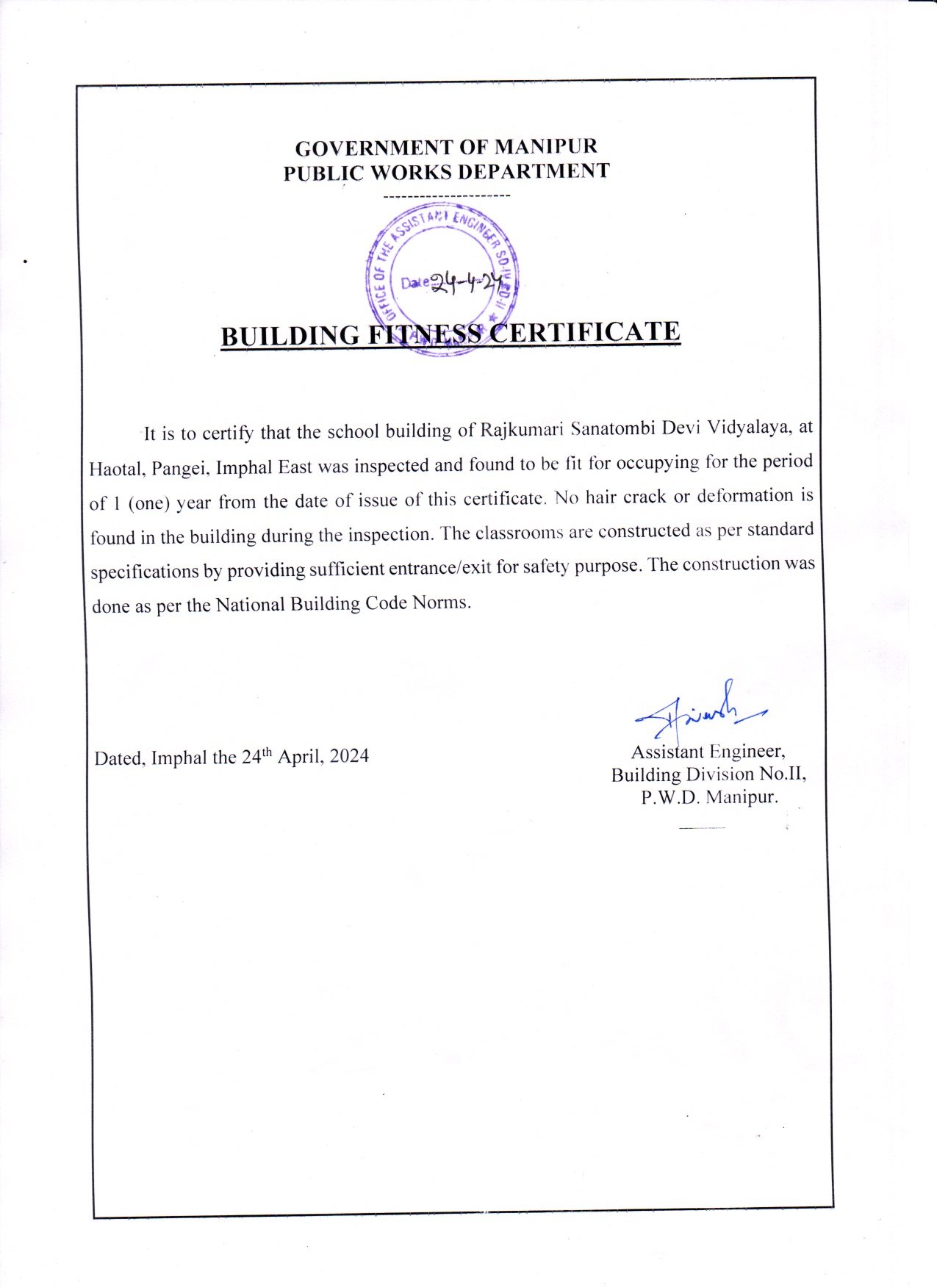 Building Safety Certificate